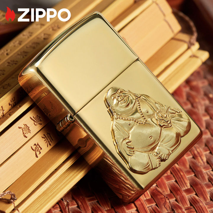 zippo-laughing-buddha-emblem-design-high-polish-brass-pocket-lighter-zippo-29626