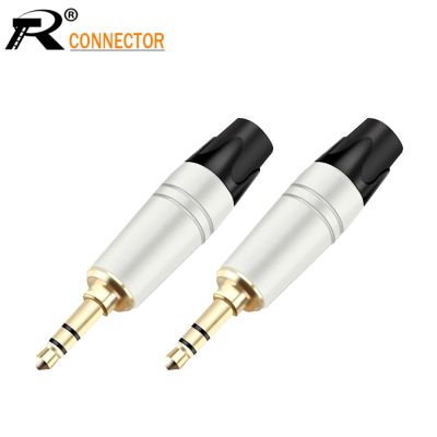 10Pairs/20Pcs Smooth Silver 3.5mm Jack 3 pole Earphone Plug Gold-plated Zinc Alloy Audio Connector with Black&amp;Red Tail Plug
