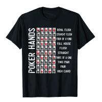 Poker Hands Cheat Sheet Card Casino Games Funny Player Gift T-Shirt T Shirt Tees Funny Cotton Crazy 3D Style Mens S-4XL-5XL-6XL