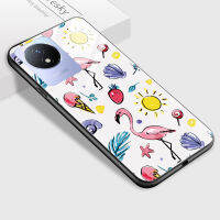 เคส Case4you สำหรับ Vivo Y02T Y02A น่ารักสำหรับเด็กผู้หญิงอินสตาแกรมยอดนิยมเคสฟลามิงโกสีชมพูลายสัตว์เขตร้อนฝาหลังกระจกเทมเปอร์กันกระแทก