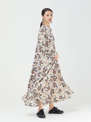XITAO Dress Long Sleeve Casual Print Dress