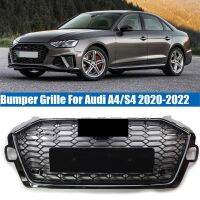 สำหรับ RS4สไตล์กันชนหน้า Grille Sport Hex ตาข่าย Honeycomb Hood Grill Gloss สีดำสำหรับ Audi A4S4 2020-2022รถจัดแต่งทรงผมยุโรป