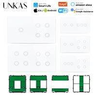 QSR STORE UNKAS Modules DIY Free Combination 2 3 4 5 6 7 8 Gang EU Wifi Touch On / Off Smart Switch White Glass 157mm Panel Outlet