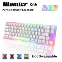 Womier ปุ่ม K87 K66สลับร้อนคีย์บอร์ดเล่นเกมกล Tyce-C สายไฟ Rgb Backlit สวิตช์ Gateron ฐานผลึกสำหรับแล็ปท็อปพีซี