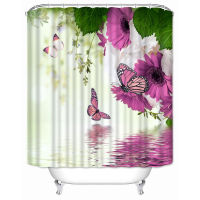 Musife Custom High Quality Butterfly Flower Shower Curtain Waterproof Bathroom Polyester Fabric Bathroom Curtain