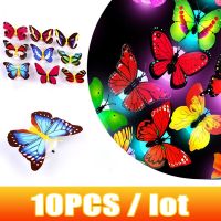 ZZOOI 10Pcs LED Luminous Butterfly Wall Stickers Colorful Changing 3D DIY Pastable Living Room Simulated Butterfly Party Home Decor