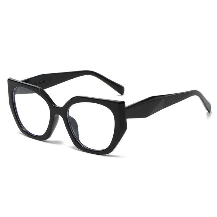 anti-blue-light-polygon-แว่นตาแนวโน้มผู้หญิงสีดำขนาดใหญ่กรอบแว่นตา-cat-eye-แฟชั่นกรอบคอมพิวเตอร์ป้องกันรังสี-eye-protection