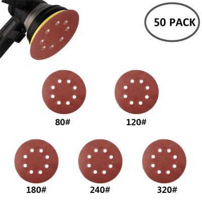 100pcs 125mm Round Shape Abrasive Discs Hook Loop Sanding Paper Polishing Sheet Sandpaper 8 Hole Sanding Buffer Buffing Sandpape