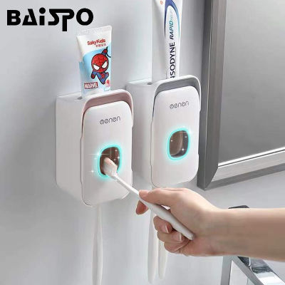 BAISPO Dustproof Toothbrush Holder Automatic Toothpaste Squeezer Dispenser Toothbrush Storage Punch-Free Bathroom Accessories