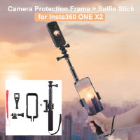 กรอบป้องกันกล้องศัพท์มือถือ Selfie Stick สำหรับ Insta360 ONE X2อะแดปเตอร์ขยายแนวตั้ง Mount Holder Border Cage Case