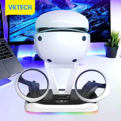 [Vktech] แท่นชาร์จแว่นตา VR มีไฟ RGB VR แท่นวางป้องกันการตกหล่นชาร์จ USB-C เพื่อความบันเทิงอุปกรณ์แว่น VR