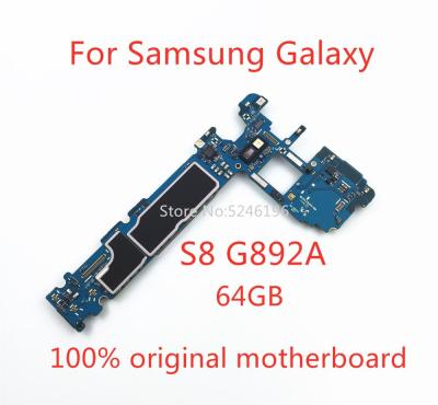 1หน่วยสำหรับ Samsung Galaxy S8 G892A Tiga Mesin Pertahanan ขนาด64กิกะไบต์100ปลดล็อคเมนบอร์ด Asal Ganti Bahagian