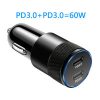 【✷】 C&amp;T e-Mart 60W USB C Fast Car Charger 2พอร์ต Car Charger Adapter Dual Type C PD สำหรับ IPhone13 12 11 Pro Max Galaxy Note20