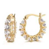 hotx【DT】 Huitan Paved CZ Hoop Earrings for Accessories Wedding Delicate Birthday Statement Jewelry