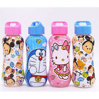 Cartoon Sports Water Bottle Kids Reusable Leakproof Plastic Bottle With Handle Strap