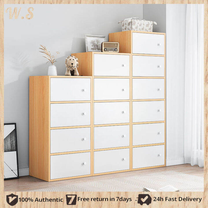 Wood Structure 4/5 layer White/Brown Bookshelf simple locker modern ...