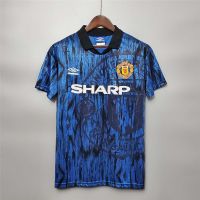Original MU Soccer Jersey 92 93 Away Men Football Shirt Fans Version TOP Short Sleeve Retro Jersey