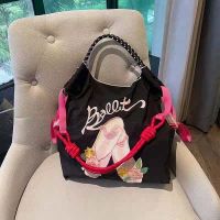 2023 New Fashion version Japanese ball chain niche ins embroidered shopping bag large-capacity eco-bag fashion portable shoulder bag