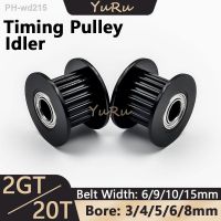 2M2GT 20Teeth Timing Pulley Bore 3/4/5/6/8mm Belt Width 6/9/10/15mm Black Idler Tensioning Wheel Open Synchronous 3D Printer