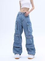 European And American Style Bags Of Wide -Leg Jeans 2023 Spring New Fashion Worker Trousers Hip -Hop Cool Series