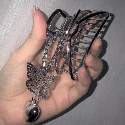 1PC Retro Alloy Metal Hairgrip Goth Butterfly Hair Clip Love Pendant Hair Claws Barrettes Hair Jaw Grip Jewelry Styling Tools Headbands