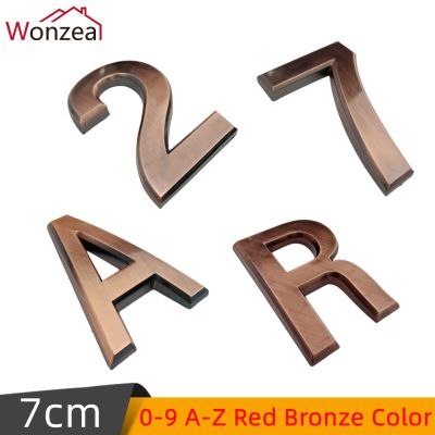 【LZ】❄✓  Wonzeal 70mm 0123456789A-Z ABS Plastic Red Copper Modern Door Address Plaque Number House Hotel Digits Sticker Plate Sign