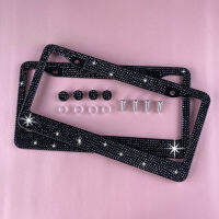 2แพ็คคริสตัลกรอบป้ายทะเบียน Rhinestone Bling ใบอนุญาตรถครอบคลุมผู้ถือสำหรับ US ยานพาหนะอุปกรณ์เสริมสำหรับรถยนต์สำหรับผู้หญิง