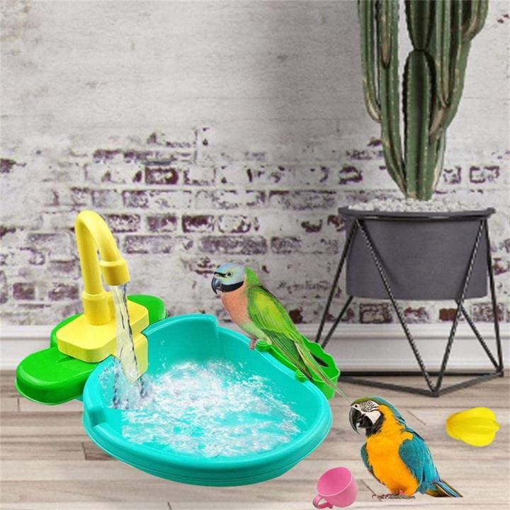 ms-bird-bath-tub-ก๊อกน้ำนกแก้วสัตว์เลี้ยงของเล่นนกน้ำพุสปาอาบน้ำของเล่นมัลติฟังก์ชั่นทำความสะอาดเครื่องมือ