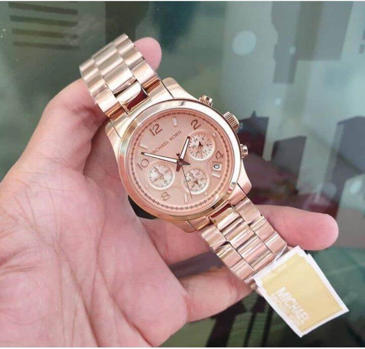 Original Michael Kors Mk5128 Womens Runway Rose Gold Tone Watch With 1 Year Warranty For 5313