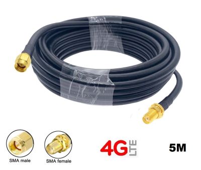 สายอากาศ RG58 low loss สายสัญญาณ 3G 4G Router RP-SMA 5M Antenna Male To Female Extension Cable Wireless Router