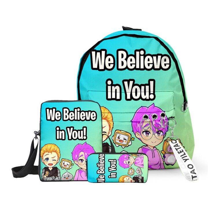 new-lankybox-carton-villain-three-piece-set-primary-and-middle-school-students-school-bag-backpack-backpack-shoulder-pencil-bag