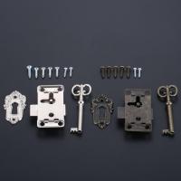 DRELD Antique Iron Door Lock Drawer Jewelry Wood Box Cabinet Wardrobe Cupboard Door Lock + Key Furniture Hardware Silver/Black  by Hs2023