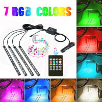 ที่วางเท้าไฟตกแต่งภายในรถ RGB 12LED 4x ใหม่โคมไฟตกแต่งเครื่องชาร์จ USB แถบไฟ