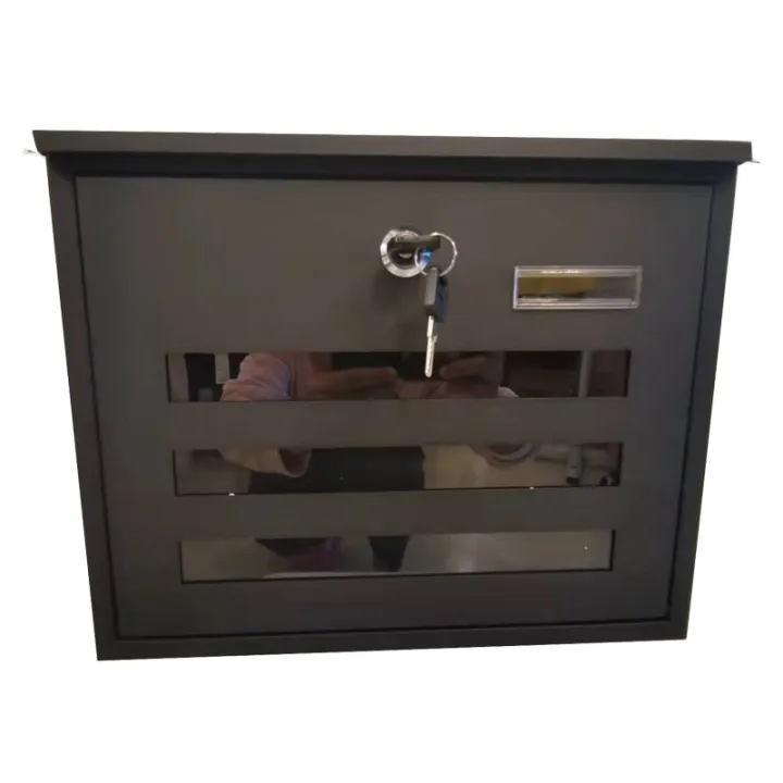 Wall Mounted Matte Black Metal Mailbox Letterbox Postbox With Lock