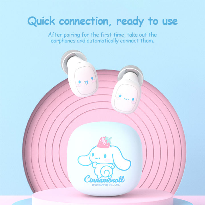 sanrio-s10เสียง-hifi-หูฟังเอียบัดไร้สายหูฟังบลูทูธมินิน่ารักรุ่น-พร้อมสายคล้อง-bluetooth5-1แบตเตอรี่อายุการใช้งานยาวนานกันน้ำกันเหงื่อ-kulomi-cinnamon-pochacco