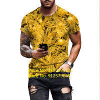 2023 newMen and Women Trendy Fashion Solid Color Gold T-shirt Tops Funny Print Short-Sleeve Tee