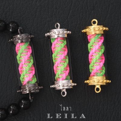 Leila Amulets มงคลเศรษฐี รุ่น กันชง ด้ายชมพูเขียว (พร้อมกำไลหินฟรีตามรูป)