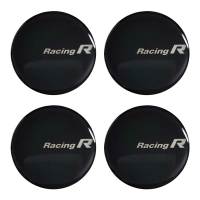 สติกเกอร์ติดดุมล้อ Racing R  ขนาด 64mm. 1 ชุดมี 4 ชิ้น