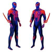 สีฟ้า2099แมงมุม Z Entai สูทเครื่องแต่งกายคอสเพลย์ปลอมตัวแมงมุมคอสเพลย์สูท3D ดิจิตอลพิมพ์แมงมุมเครื่องแต่งกายผู้ชายสวมหน้ากาก