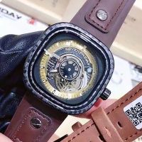 Sevenfriday Mechanical Watches Men Leather Watch Japan Automatic Movement Creative Design Square Dial Steel Seven Friday Clock