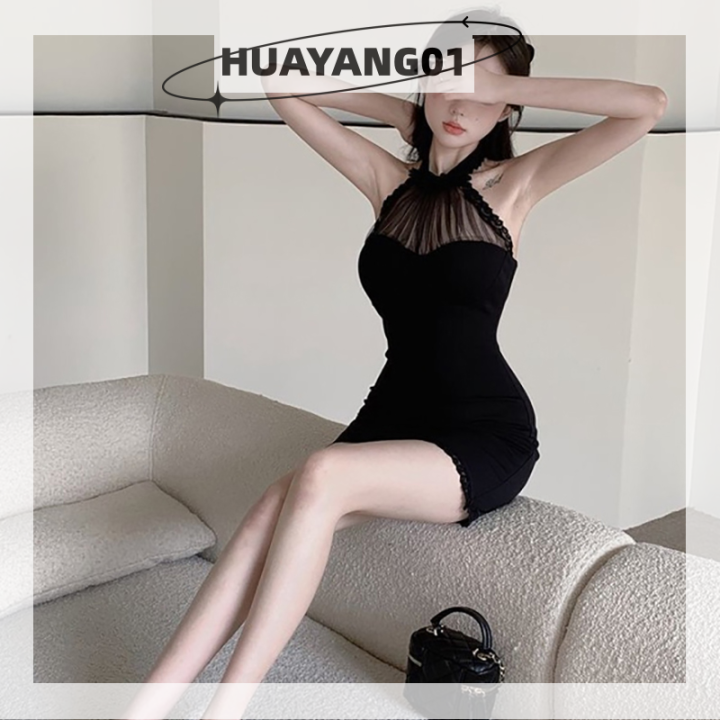 huayang01-2023แฟชั่นสุดฮอตใหม่เสื้อผ้ากุลสตรีชุดเดเดรสห่อหุ้มสุดหรูมีเชือกผูกสุดหรูผ้าตาข่ายแขนกุด