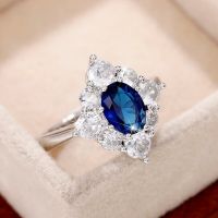 CAOSHI Elegant Lady Temperament Finger Ring with Blue Crystal Delicate Accessories for Anniversary Party Fashion Female Gift