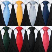 ◙◑ KAMBERFT Classic New 8cm ties Mens Solid Color Necktie pink Red yellow Satin Ties For Man Business Wedding Party Tie Gift