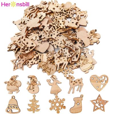 50pcs Wooden Xmas Tree Hanging Ornament 2022 Christmas Party Decorations for Home 2023 New Year Santa Claus Snowman Gift Decor