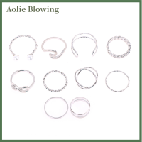 Aolie แหวนแฟชั่นสำหรับผู้หญิง10ชิ้น เซ็ตของขวัญเครื่องประดับ