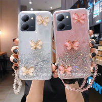 เคสโทรศัพท์ Phone Case เคส VIVO Y36 5G 4G Y02T Y02A Y02 สีสันสดใสโปร่งใส3D ฟอยล์เงินดาวผีเสื้อกรอบแบบนิ่มพร้อมสายคล้อง2023