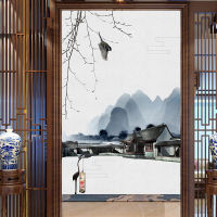 Modern Chinese style flowers and birds kitchen divider 120CM big door curtain with rod 95 80 75 landscape bedroom 180 200CM long partition Living room divider half curtain doorway Japanese style short animal door curtain