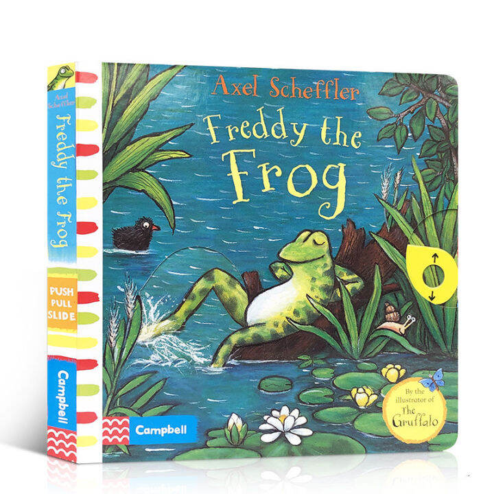 English original picture book cardboard push-pull Book Freddy the frog ...