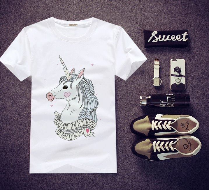 เสื้อยืดสกรีนลาย-unicorn-ใส่สบายๆ-ไม่ยืด-ไม่ย้วย