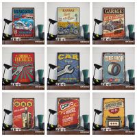 Retro vintage old poster car motocha petrol station industrial painting style family wall art decoration canvas material poster